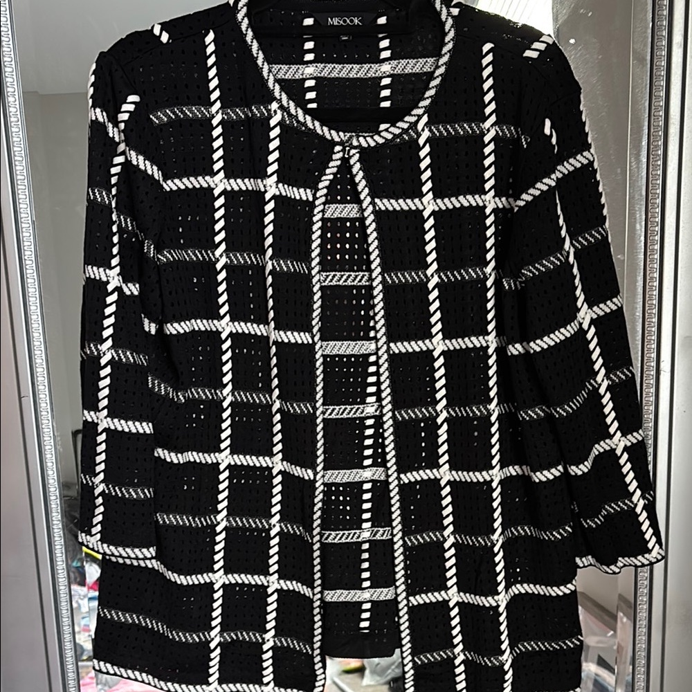 Misook Black And White Grid Pattern Jacket - image 2